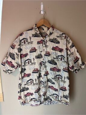 Men’s Redhead Vintage Antique Car Button Down Shirt Vacation Size M